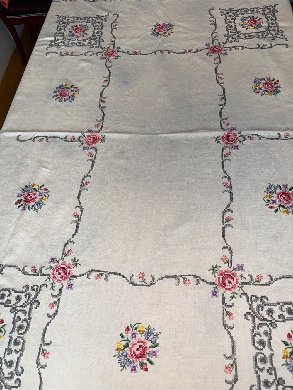 Antique linen tablecloth